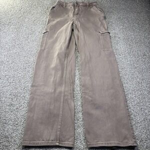 Hollister Ultra High-Rise Dad Jeans Womens 25R Brown Cargo Straight Denim